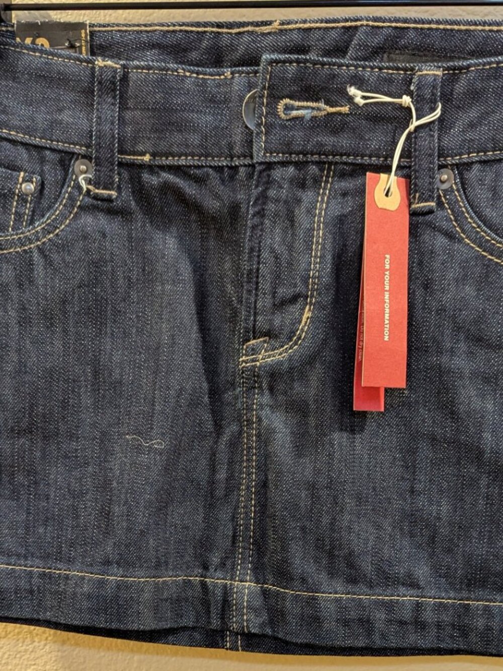 Denim Mini Skirt with Bedazzled Pocket